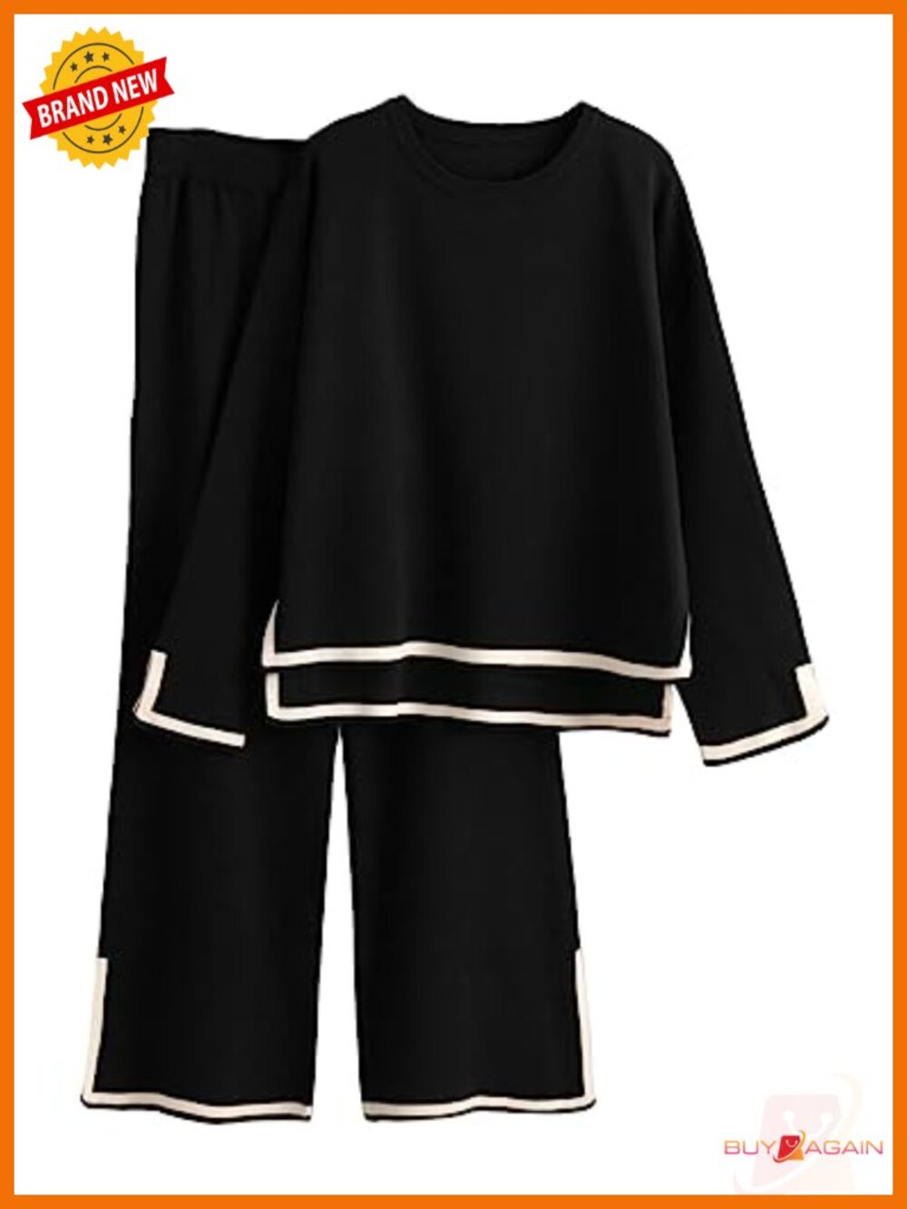 2 Piece Knit Sweater Lounge Set Wide Leg Pants Tracksuit Cozy Travel Outfit